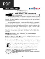 Activity Sheet For Physical Education 4