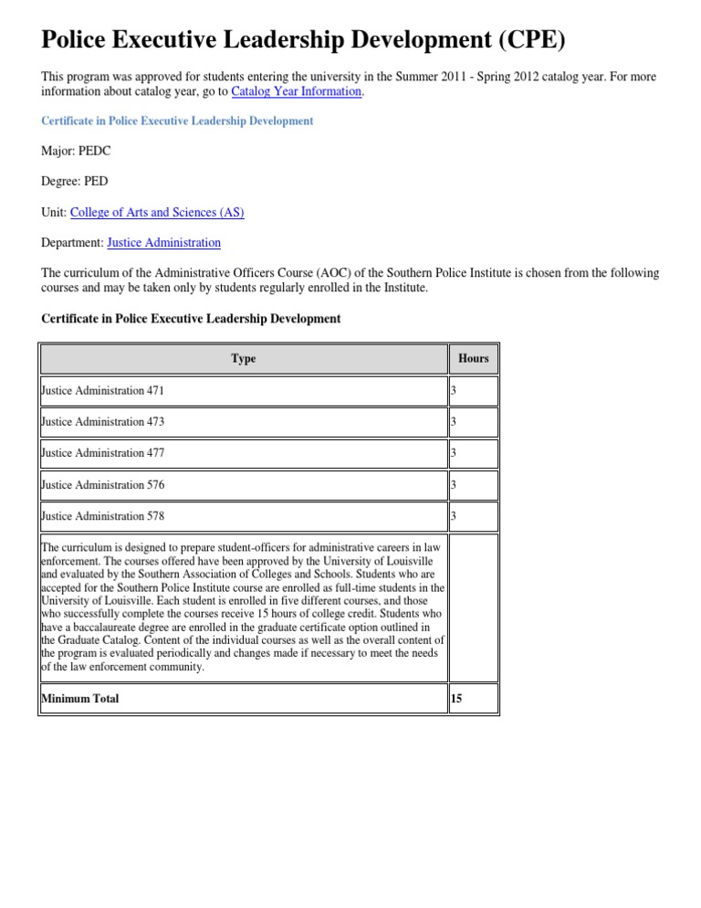 Police Executive Leadership Certificate Program | PDF