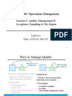 ISOM 2700: Operations Management: Session 5. Quality Management II Acceptance Sampling & Six-Sigma