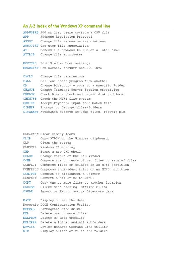 An A To Z Cmd's For Command Prompt | PDF