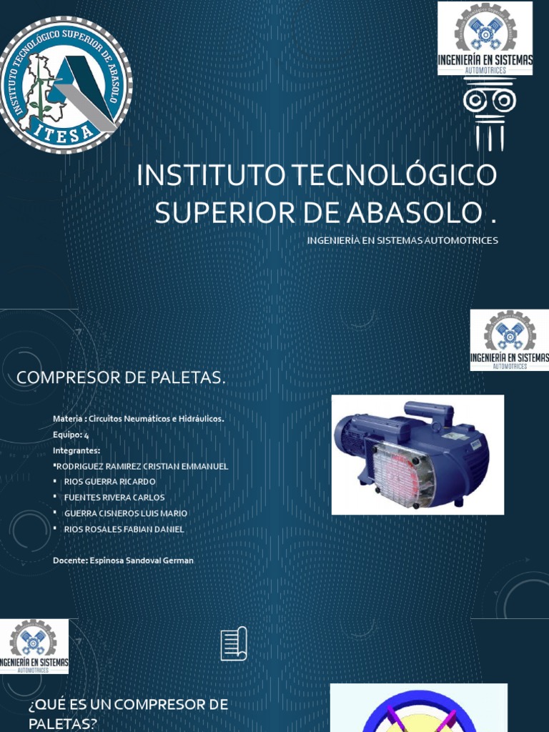 Funcionamiento y Partes del Compresor de Paletas | PDF | Ingeniería ...