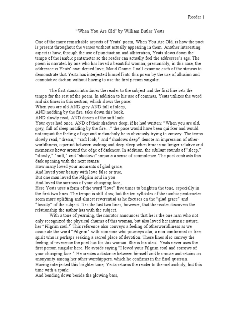 When You Are Old PDF W. B. Yeats Poetry