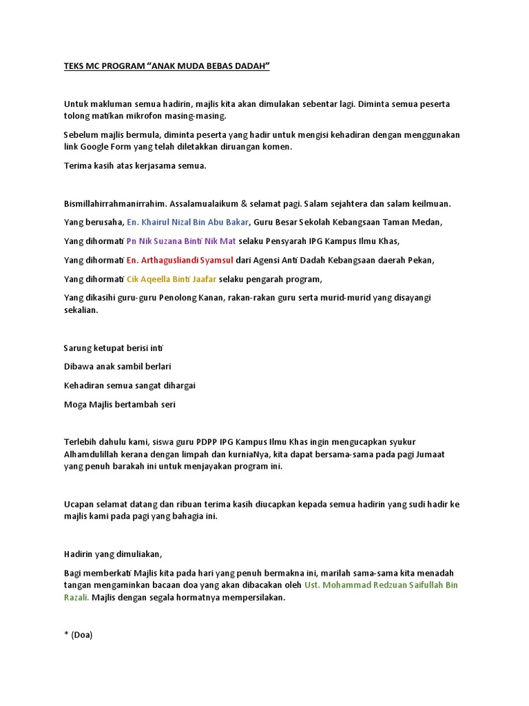 Teks MC Program | PDF