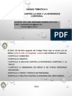 UNIDAD TEMATICA 9 DELITOS CONTRA LA VIDA Y LA INTEGRIDAD CORPORAL Cap. VIII