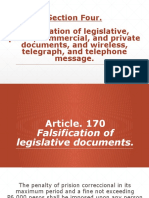 Section Four. Falsification of Legislative, Public, Commercial, and Private Documents, and Wireless, Telegraph, and Telephone Message