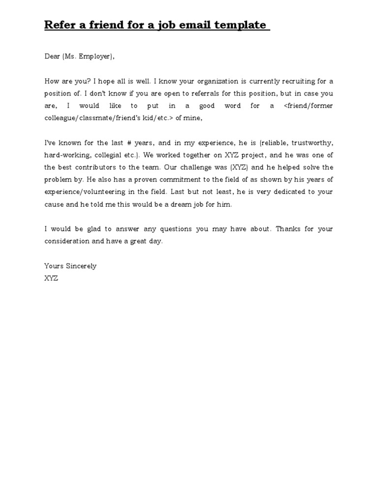 Job Referral Email Template | PDF