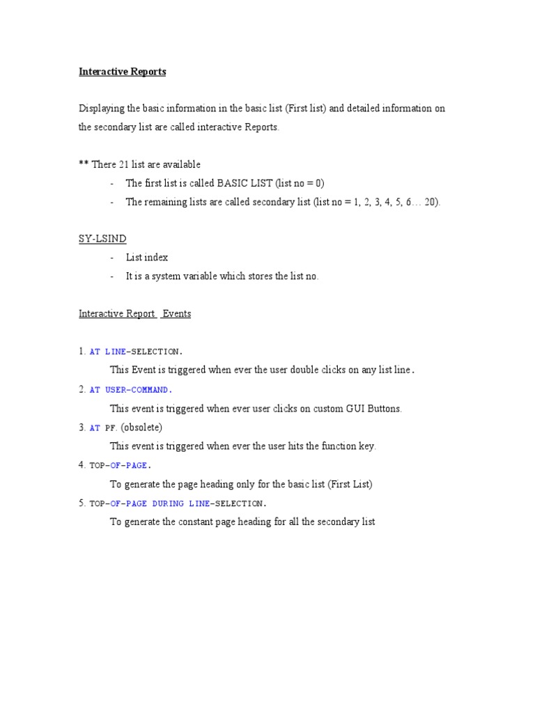 Interactive Reports | PDF | Control Flow | Input/Output