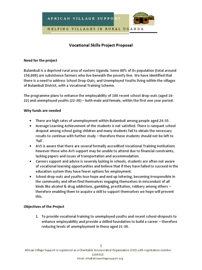 Vocational Training Project Proposal | PDF | Social Science