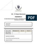 EE - 111 Basic Electronics: Experiment # 2