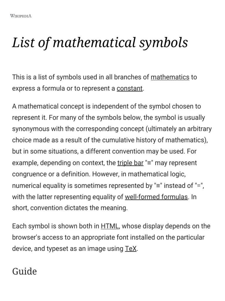 Comprehensive List of Math Symbols | PDF | Norm (Mathematics ...