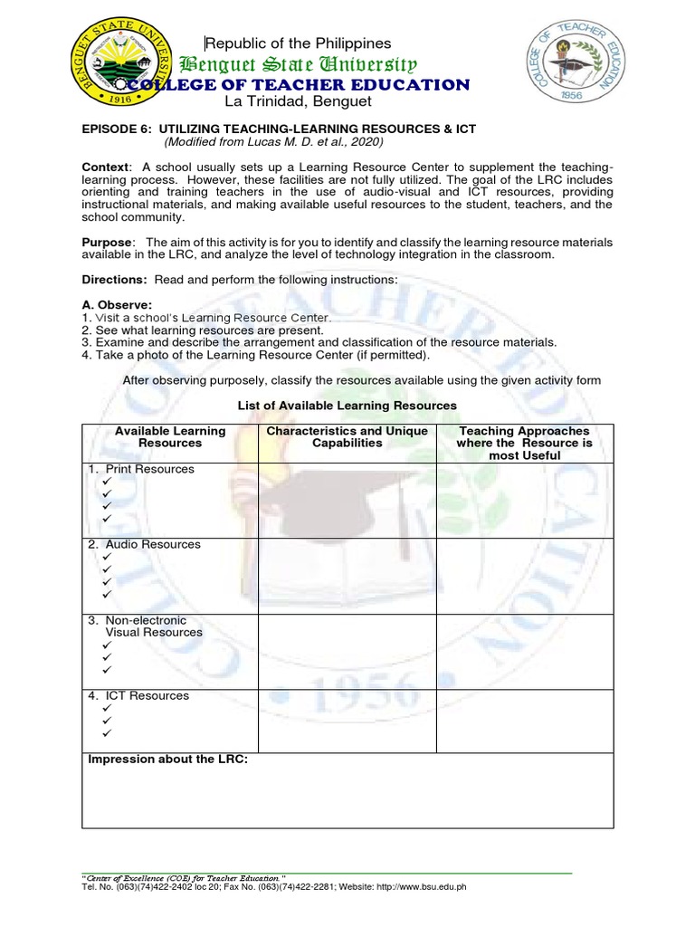 EPISODE 6. Utilizing Teaching Learning Resources ICT | PDF ...