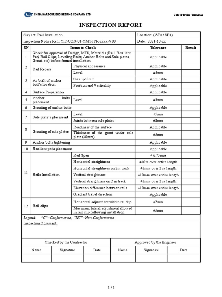 Cote d'Ivoire Rail Installation Inspection | PDF | Welding | Construction