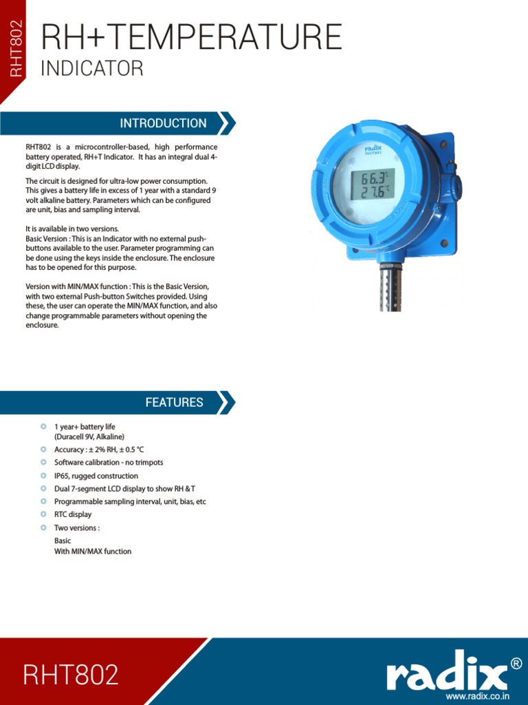 Humidity Temp RHT | PDF | Humidity | Electrical Components