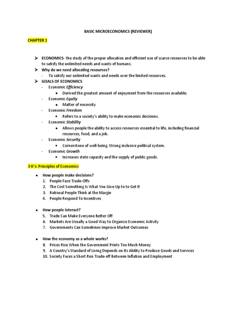 Basic Microeconomics Overview | PDF | Economics | Demand