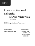 Lovely Professional University RF and Microwave: TOPIC: Applications of Microwave