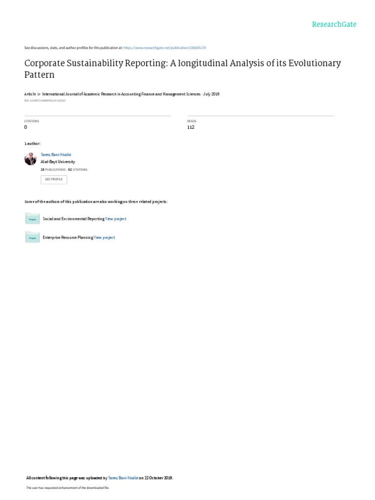 Corporate Sustainability Reporting A Longitudinal Analysis of Its ...