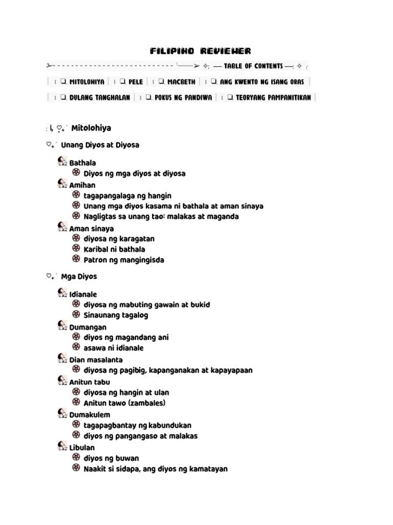 Filipino Notes For Grade 10 Students | PDF
