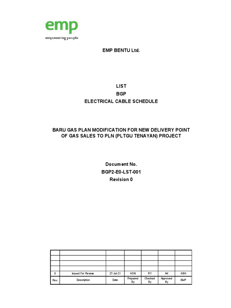 Electrical Cable Schedule for PLN Project | PDF | Components ...