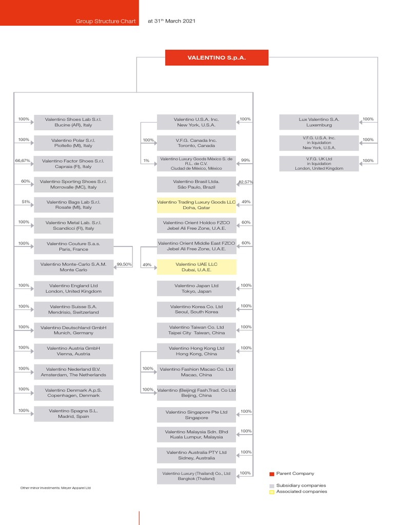 Group Structure Chart: Valentino S.P.A | PDF | Companies | Business
