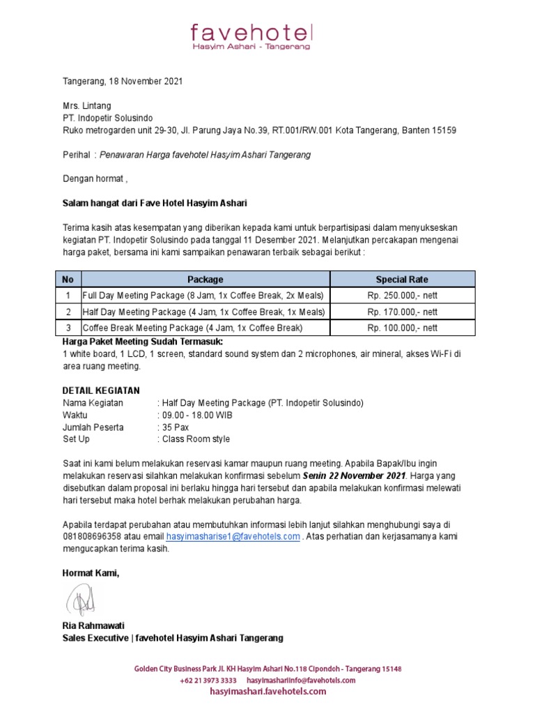 Offering Letter | PDF | Bisnis | Memasak, Makanan, & Anggur