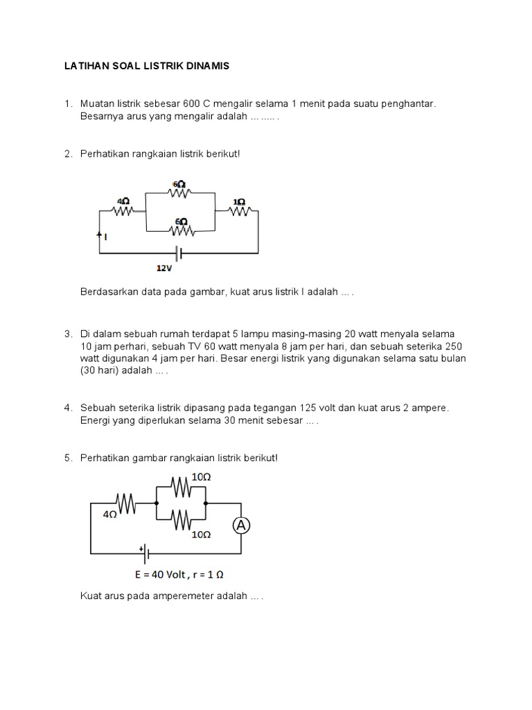 Latihan Soal Listrik Dinamis Kelas 12 | PDF | Sains & Matematika