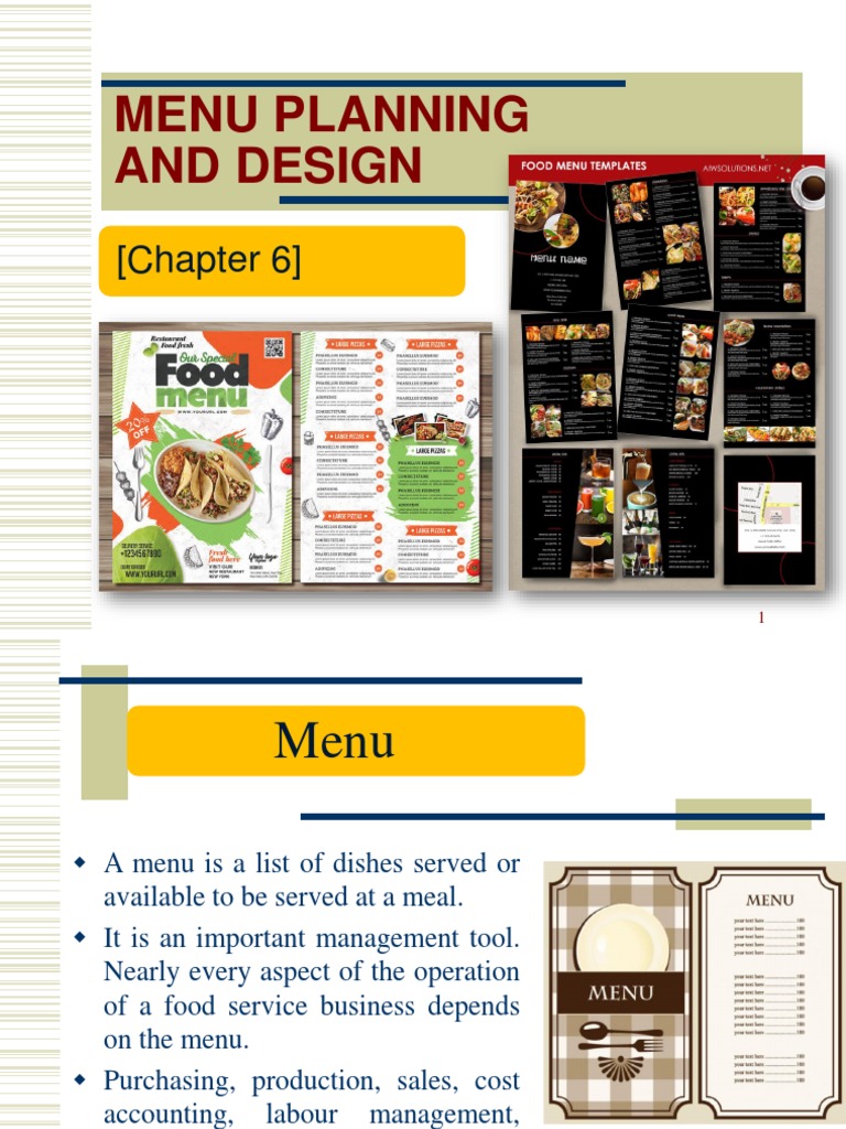 Menu Planning and Design: (Chapter 6) | PDF | Menu | Hors D'oeuvre