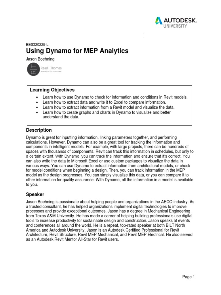 Class Handout BES320225L Jason Boehning PDF Autodesk Revit