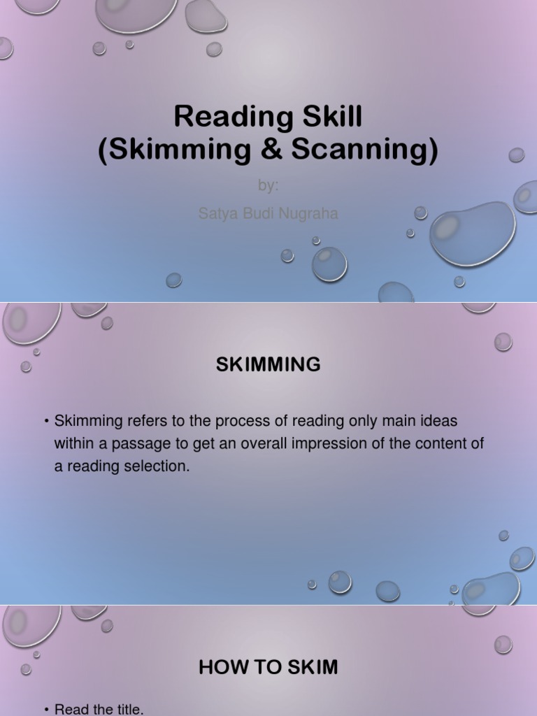 Reading Skill (Skimming & Scanning) By Satya Budi Nugraha PDF