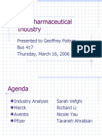 The Pharmaceutical Industry: Presented To Geoffrey Poitras Bus 417 Thursday, March 16, 2006