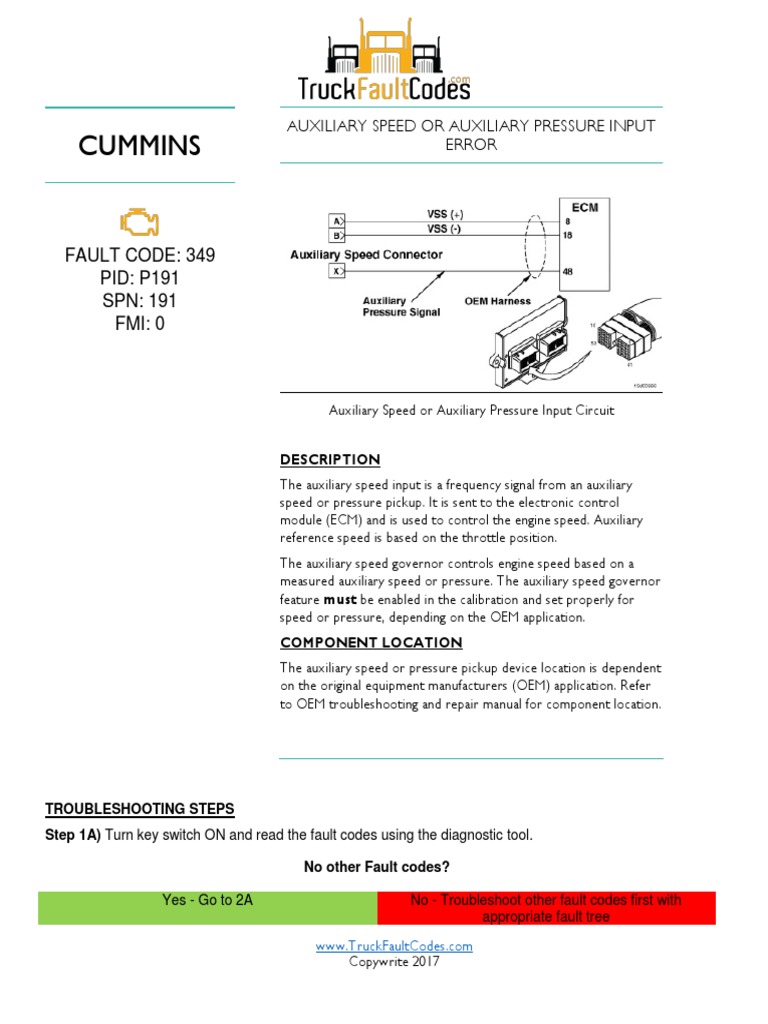 Cummins Fault Code 349 PID P191 SPN 191 FMI 0 PDF Switch