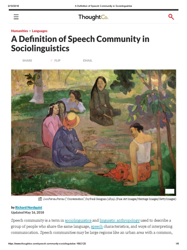 A Definition of Speech Community in Sociolinguistics | PDF ...