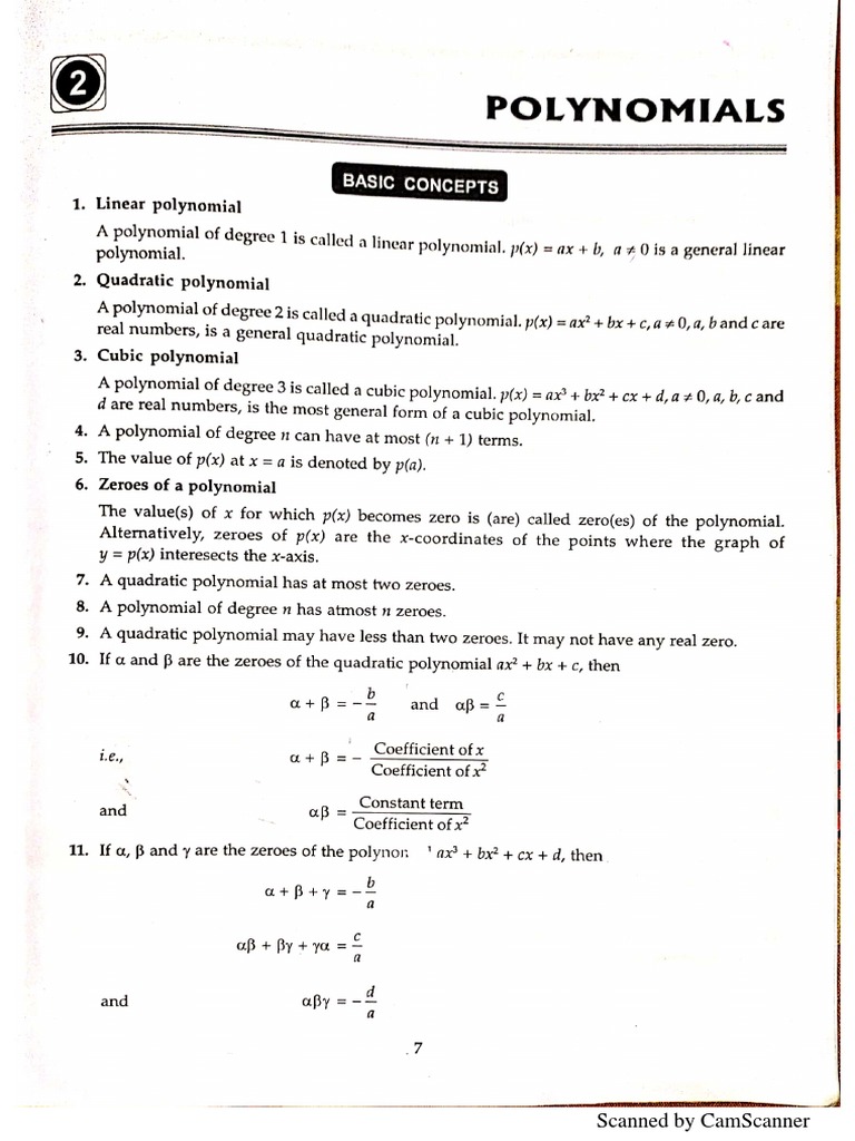 Polynomial - Worksheet | PDF