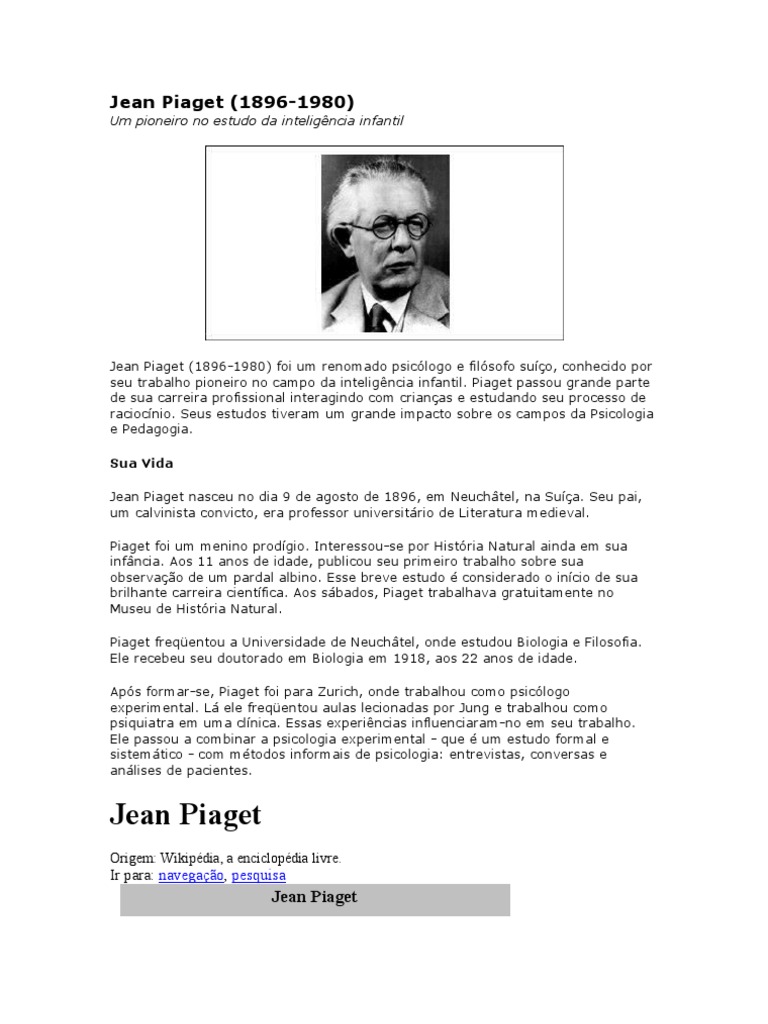 Jean Piaget | PDF | Metafísica | Epistemologia