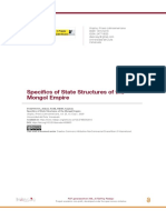 Specifics of State Structures of The Mongol Empire