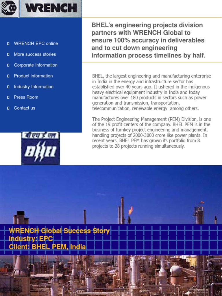 BHEL Partners with WRENCH Global to Improve Engineering Project Management Efficiency Through
