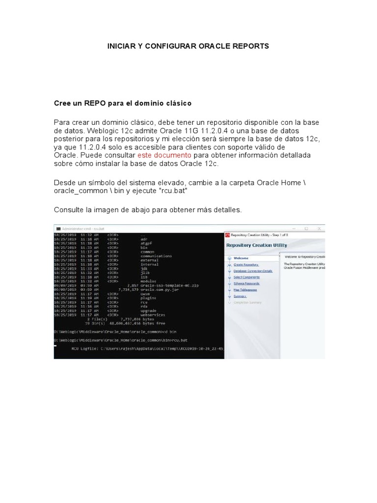 Configuración de Oracle Reports 12c | PDF | Bases de datos | Contraseña