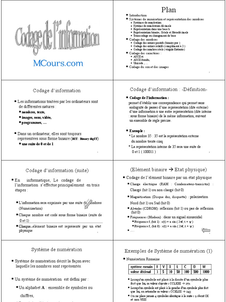 Définition du codage binaire | PDF | Image numérique | Codage des ...