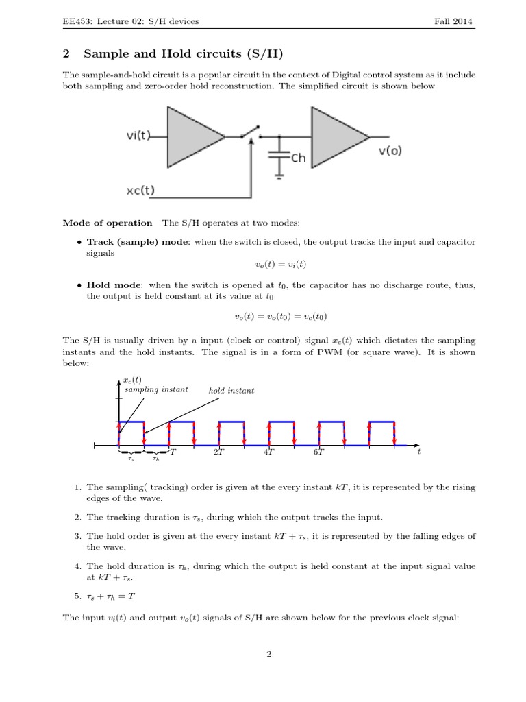2 Sample and Hold Circuits (S/H) X (T) Sampling Instant Hold Instant PDF Sampling (Signal