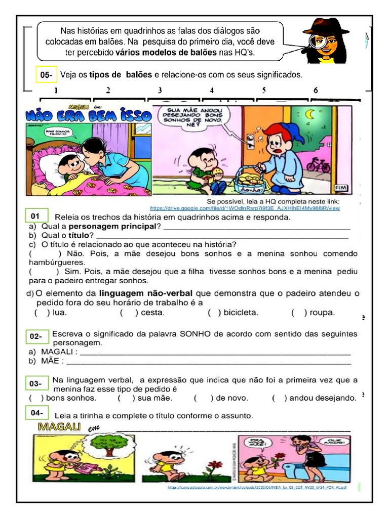 Avaliacao - de - Portugues - Com - Historia - em - Quadrinhos Junho | PDF