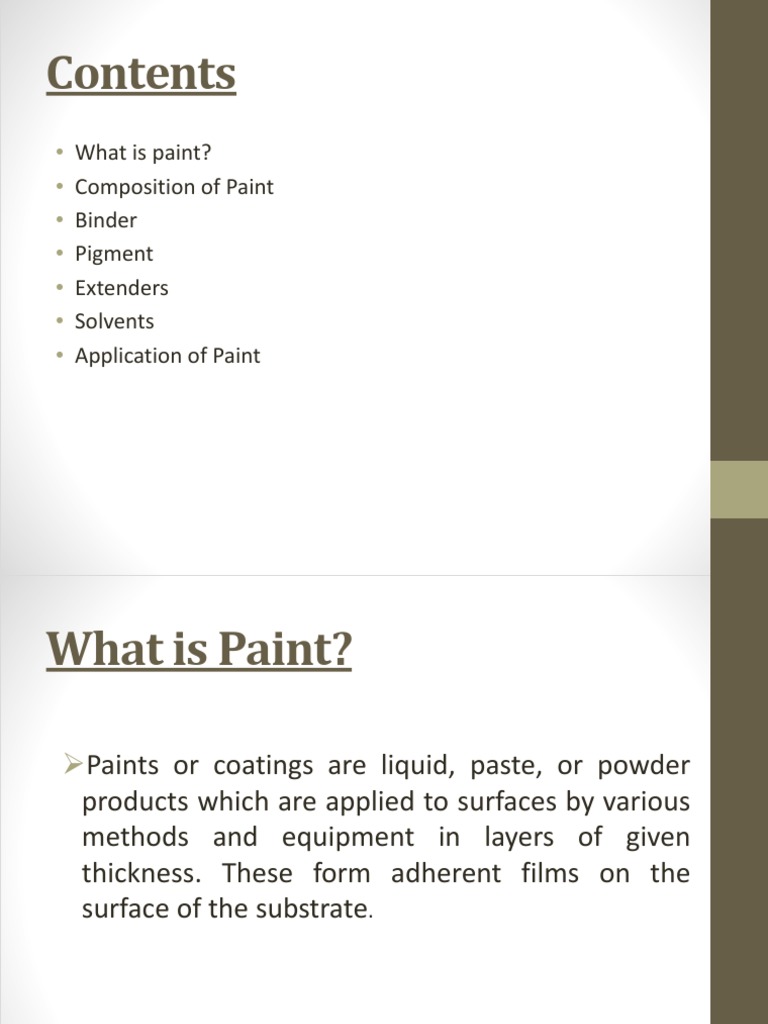 What Is Paint? Composition of Paint Binder Pigment Extenders Solvents