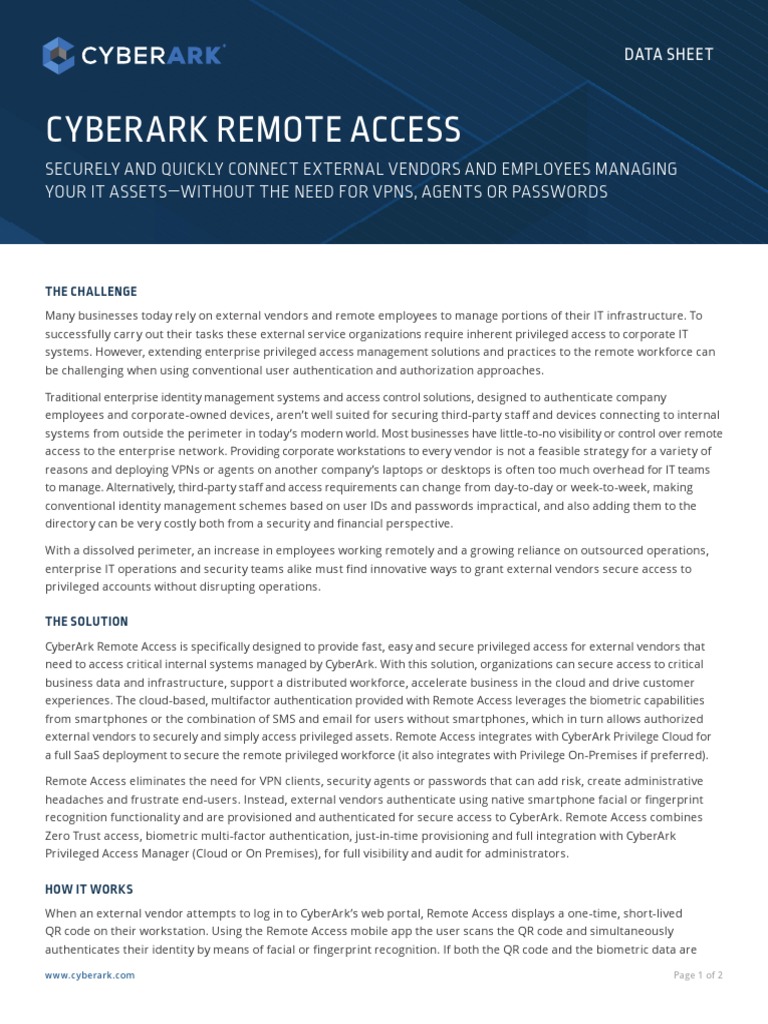 Remote Access Datasheet | PDF | Cloud Computing | Authentication
