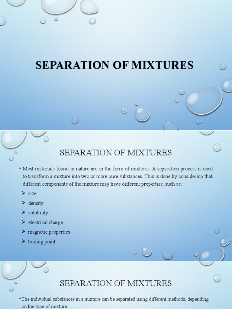 Methods for Separating Mixtures | PDF | Filtration | Distillation