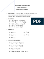 Engineering Mathematcs First Semester Unit 1. Logarithms