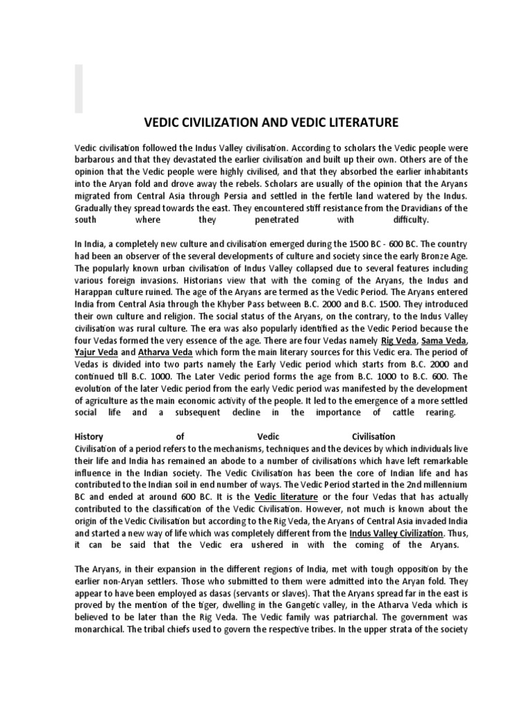 Vedic Civilization and Vedic Literature | PDF | Vedas | Brahman