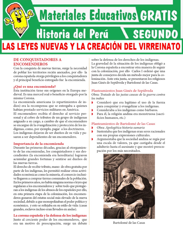 Las Leyes Nuevas y La Creación Del Virreinato para Segundo Grado de ...