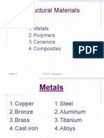 Structural Materials: 1. Metals 2. Polymers 3. Ceramics 4. Composites