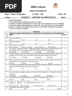 Class XII Applied Math Mock Test