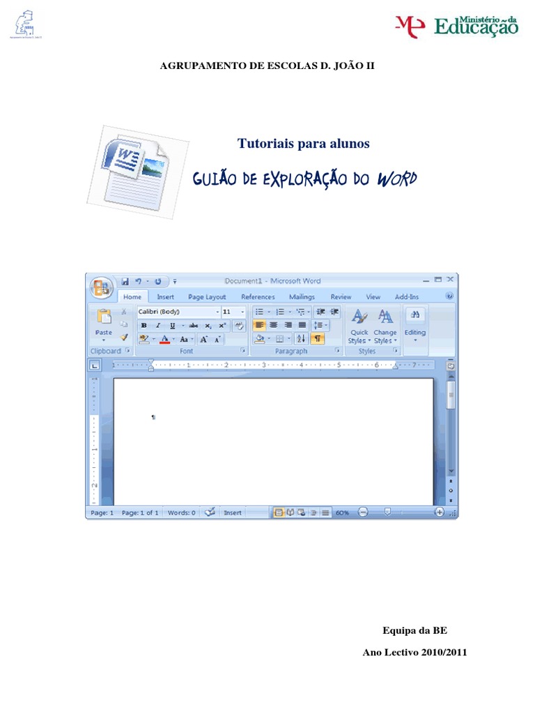 Guia de utilização do Microsoft Word para alunos: ferramentas básicas e ...