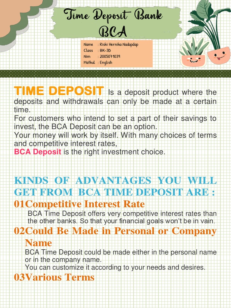 BCA Time Deposit Benefits and Requirements | PDF | Indonesian Rupiah ...