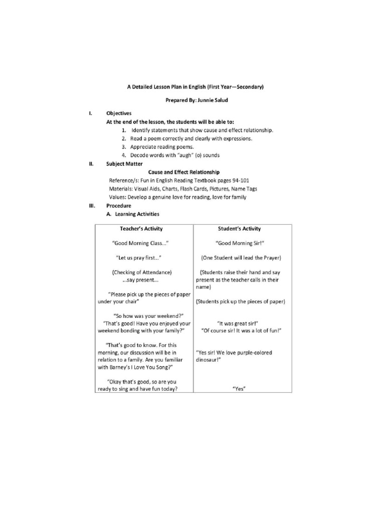 Detailed Lesson Plan In Math Science English Filipino Pdf